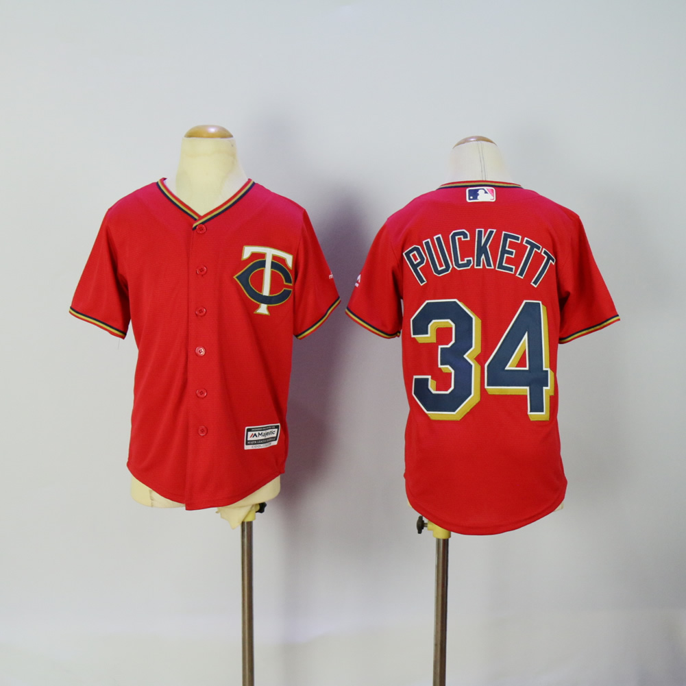 Youth Minnesota Twins #34 Puckett Red MLB Jerseys